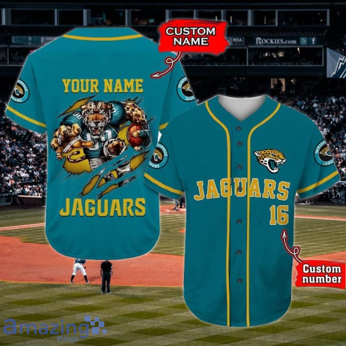 Jacksonville Jaguars Custom Name And Number Baseball Jersey NFL