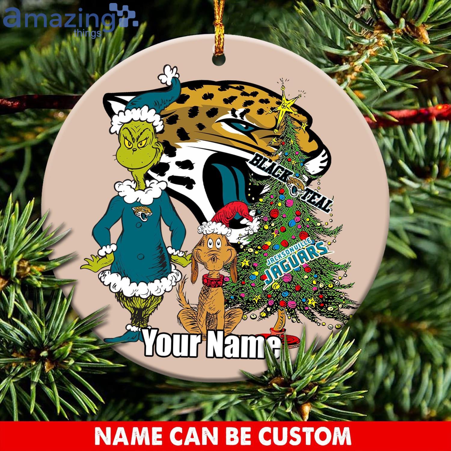 Jacksonville Jaguars Logo NFL Ugly Grinch Christmas Ornament