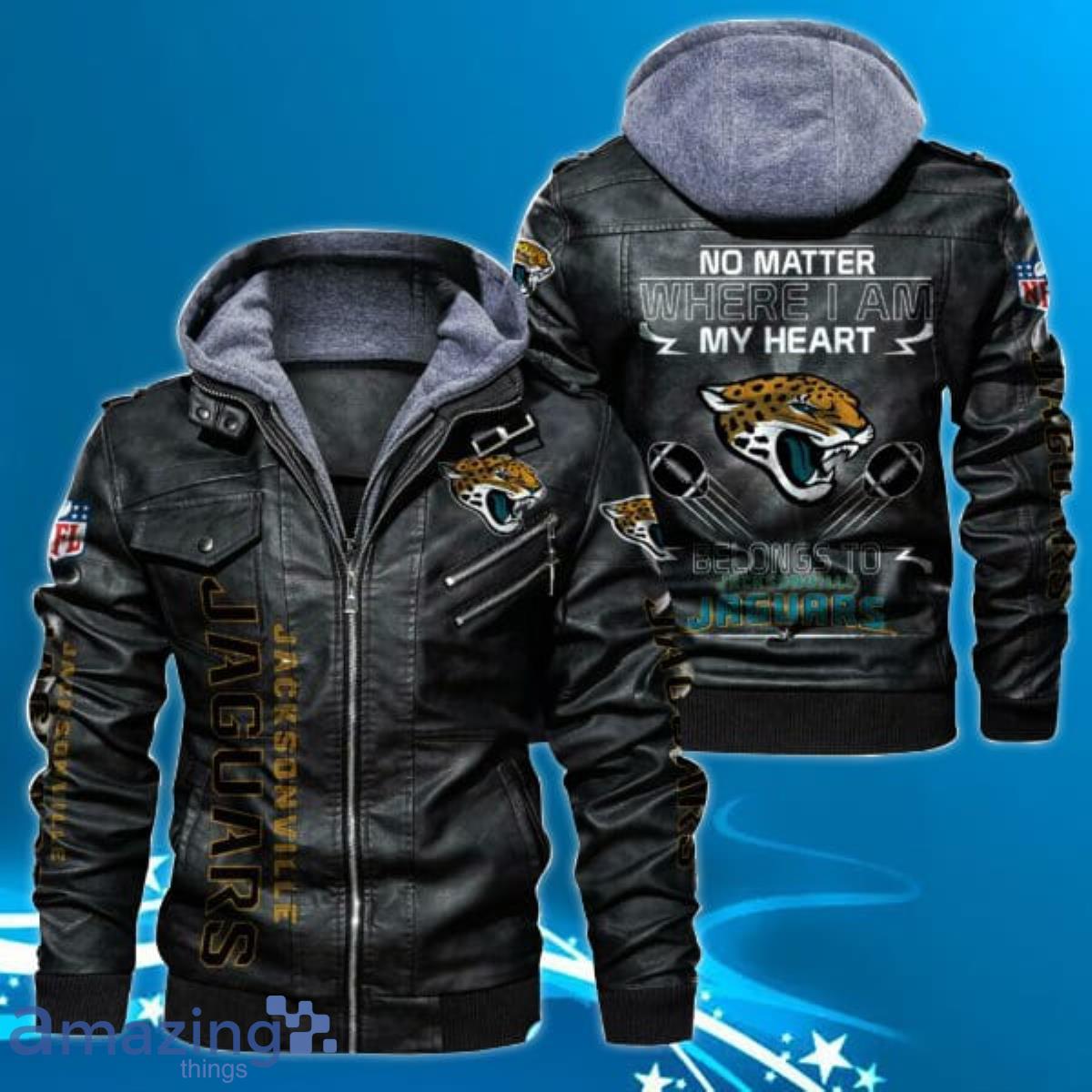 Jacksonville Jaguars NFL Youth Faux Leather Hooded Jacket