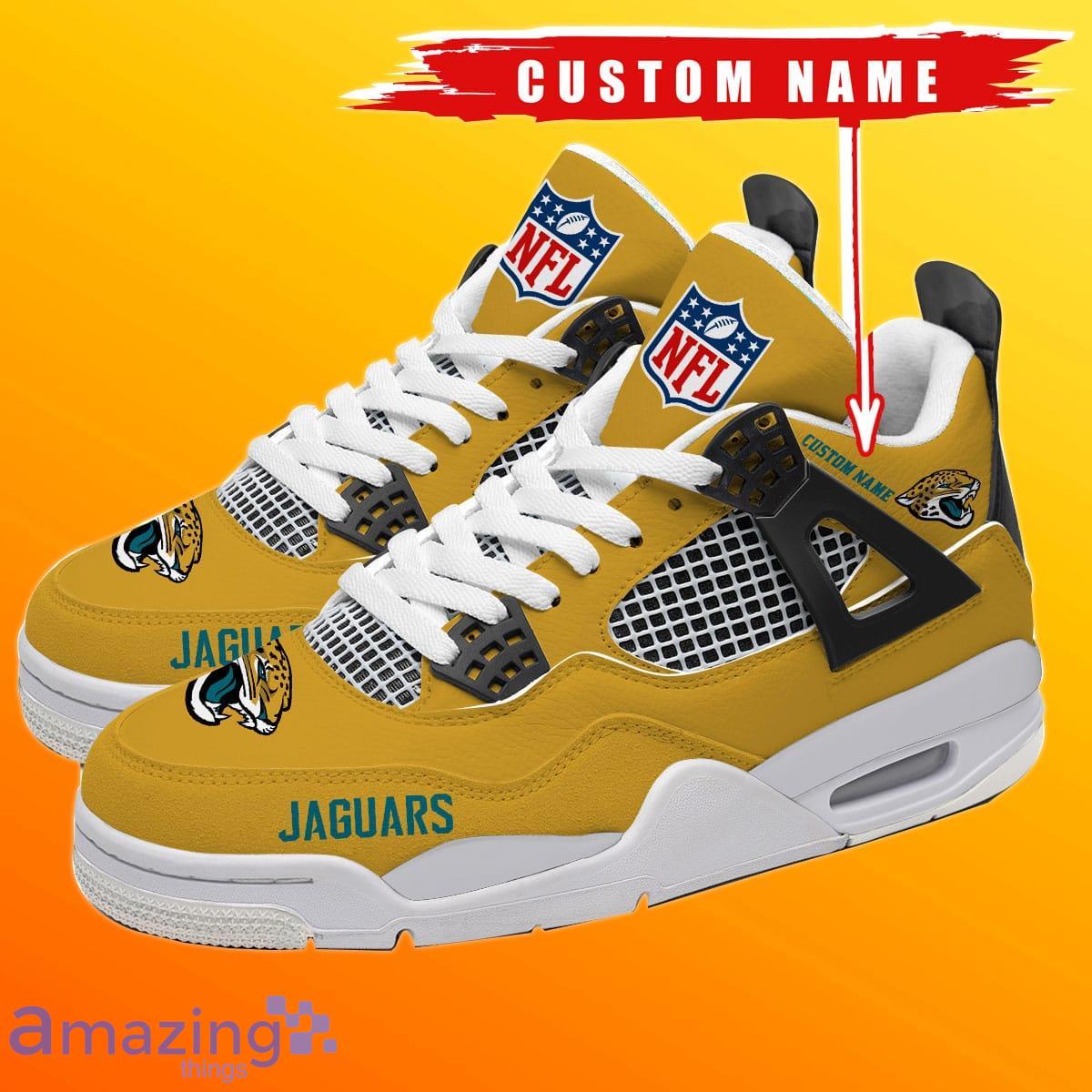 Jacksonville Jaguars Personalized Name NFL Air Jordan 4 Trending Sneaker Unique Gift For Fans Men Women Product Photo 1