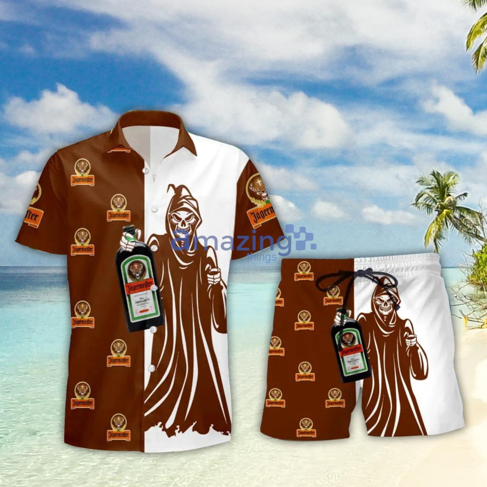 Jagermeister Death Halloween Men And Women Hawaiian Shirt And Shorts Halloween Gift Product Photo 1