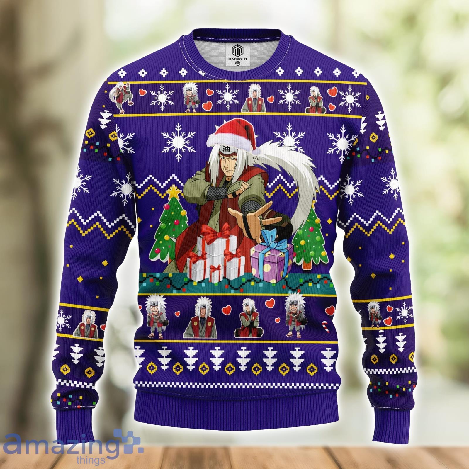 Jiraiya Naruto Blue Amazing Gift Ugly Christmas 3D Sweater Christmas Gift For Men And Women image Jiraiya Naruto Blue Amazing Gift Ugly Christmas 3D Sweater Christmas Gift For Men And Women Product Photo 2