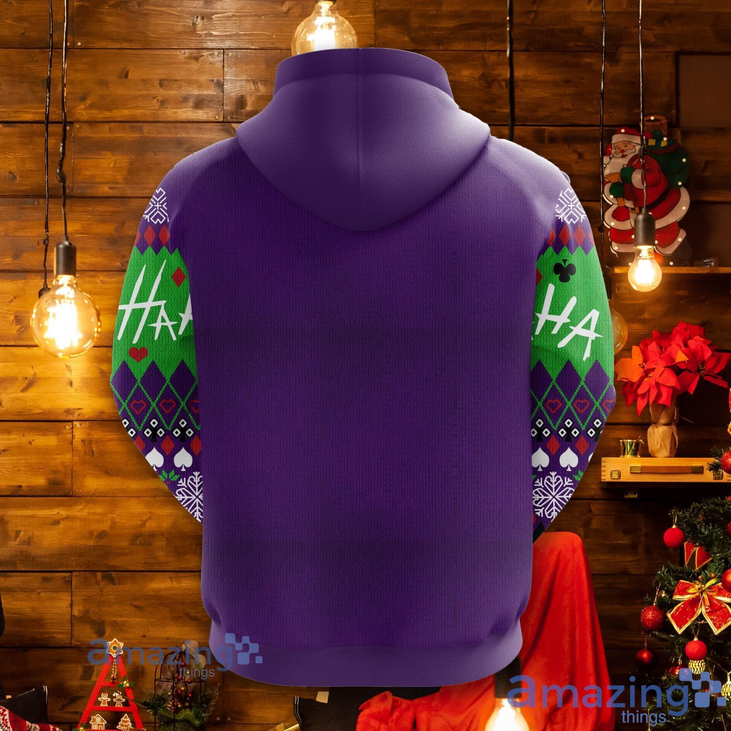 Joker Christmas Cute Noel Mc Purple 3D Hoodie Men And Women Christmas Gift image Joker Christmas Cute Noel Mc Purple 3D Hoodie Men And Women Christmas Gift Product Photo 2