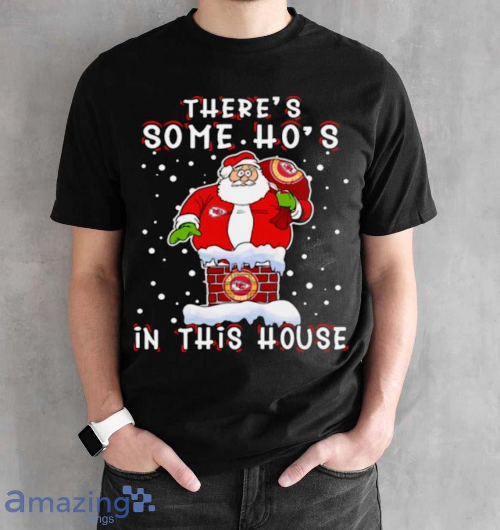 Kansas City Chiefs Christmas There Is Some Hos In This House Santa Stuck In  The Chimney Nfl Youth Shirt