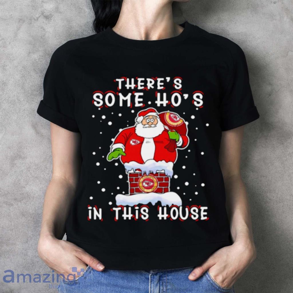 Kansas City Chiefs Christmas There Is Some Hos In This House Santa Stuck In  The Chimney Nfl Youth Shirt