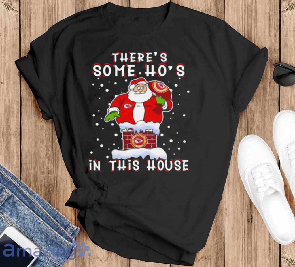 Kansas City Chiefs Christmas There Is Some Hos In This House Santa Stuck In  The Chimney Nfl Youth Shirt