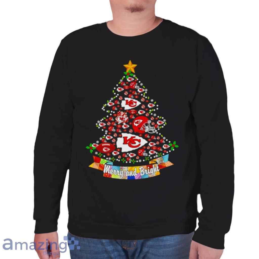 Kansas City Chiefs Christmas tree Merry and Bright shirt