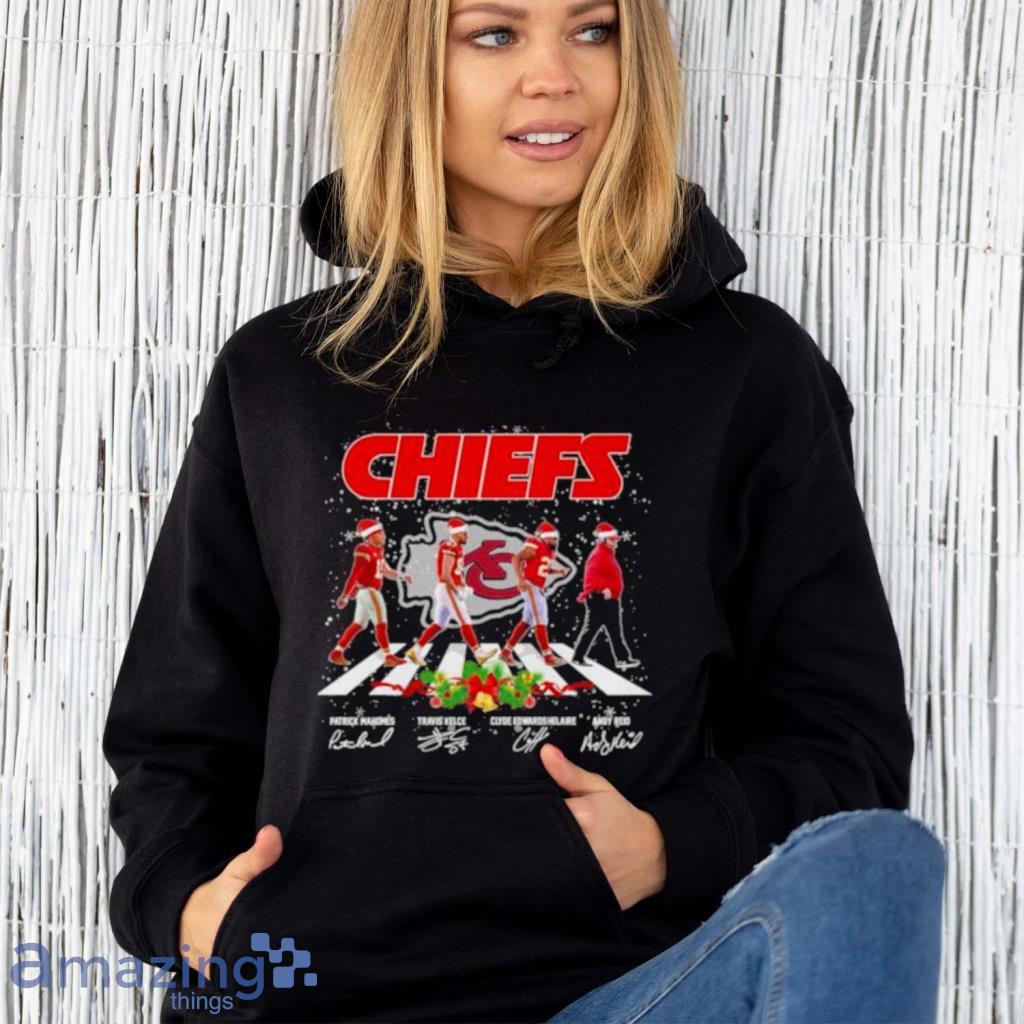 Official Kansas City Chiefs Patrick Mahomes Travis Kelce And Andy Reid  Abbey Road Christmas Shirt, hoodie, sweater, long sleeve and tank top