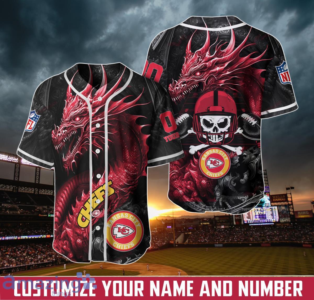 Kansas City Chiefs Personalized Name And Number NFL 3D Baseball Jersey Shirt  For Fans