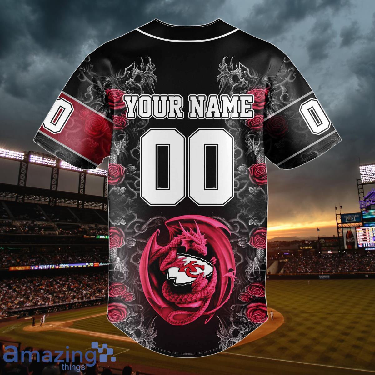 Kansas City Chiefs Personalized Name & Number NFL Dragon Baseball Shirt  Best Gift Fans