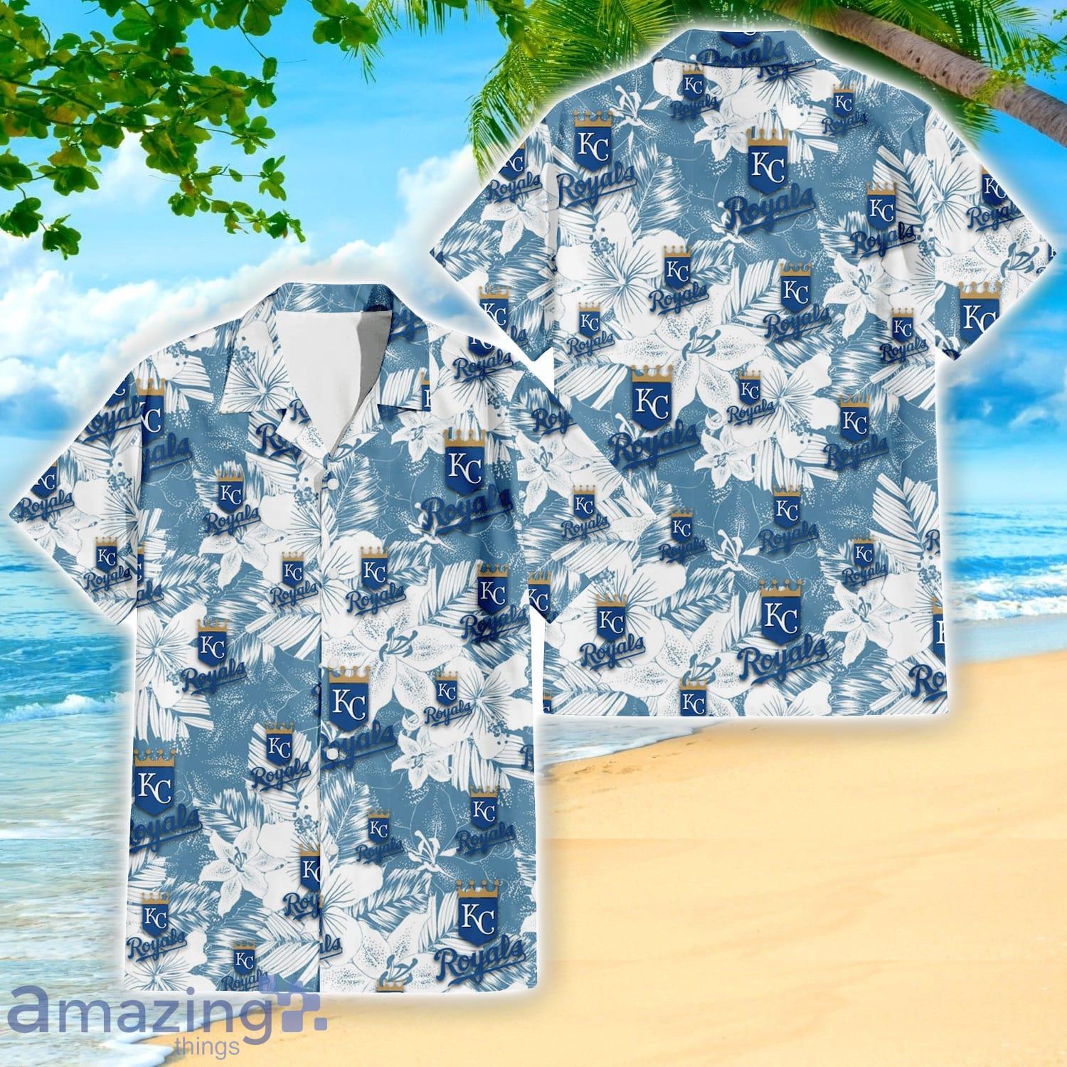 Kansas City Royals Flower Pattern Light Blue Short Sleeve 3D Hawaiian Shirt