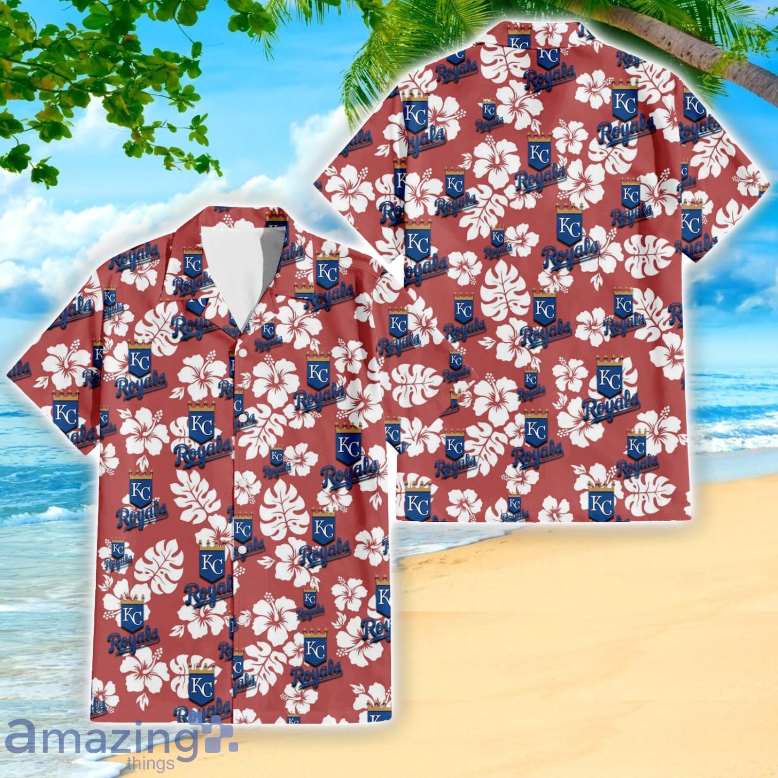 Kansas City Royals Sport Fans Hibiscus All Over Print 3D Hawaiian Shirt Product Photo 1