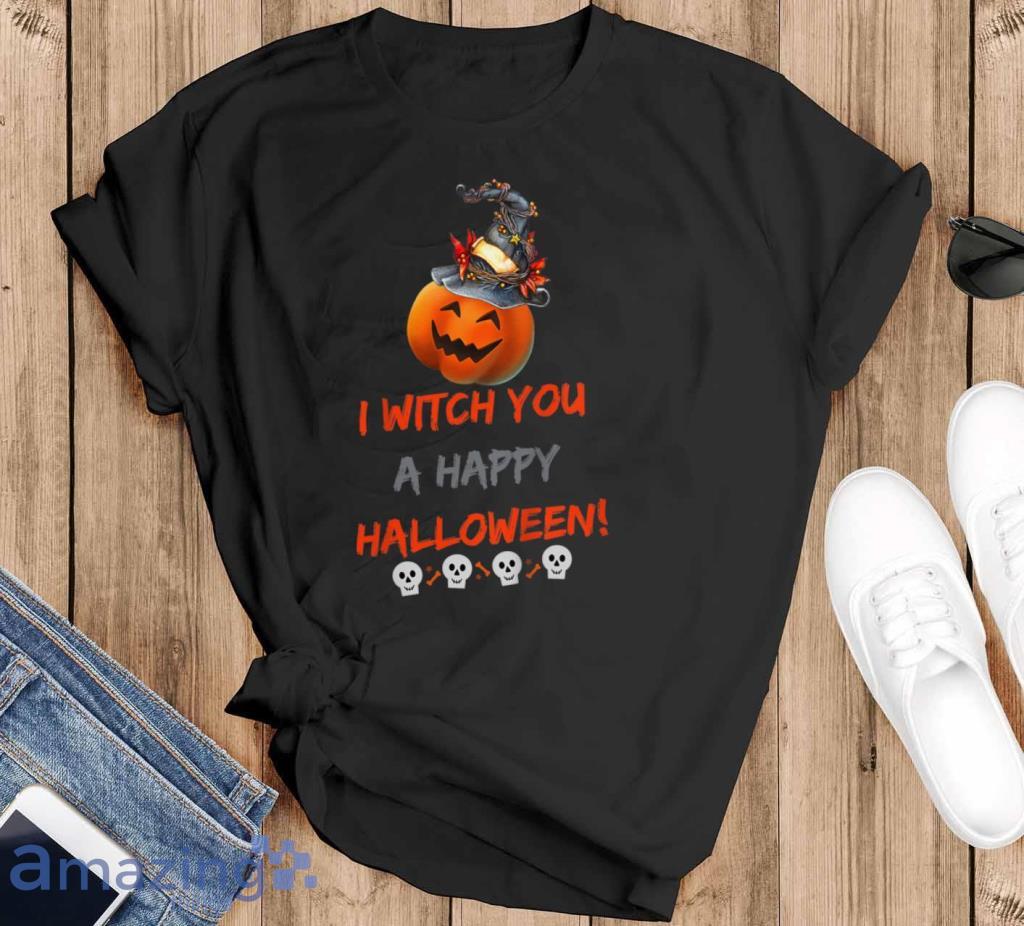 Kids I Witch You A Happy Halloween Funny Halloween Pumpkin T Shirt Product Photo 1