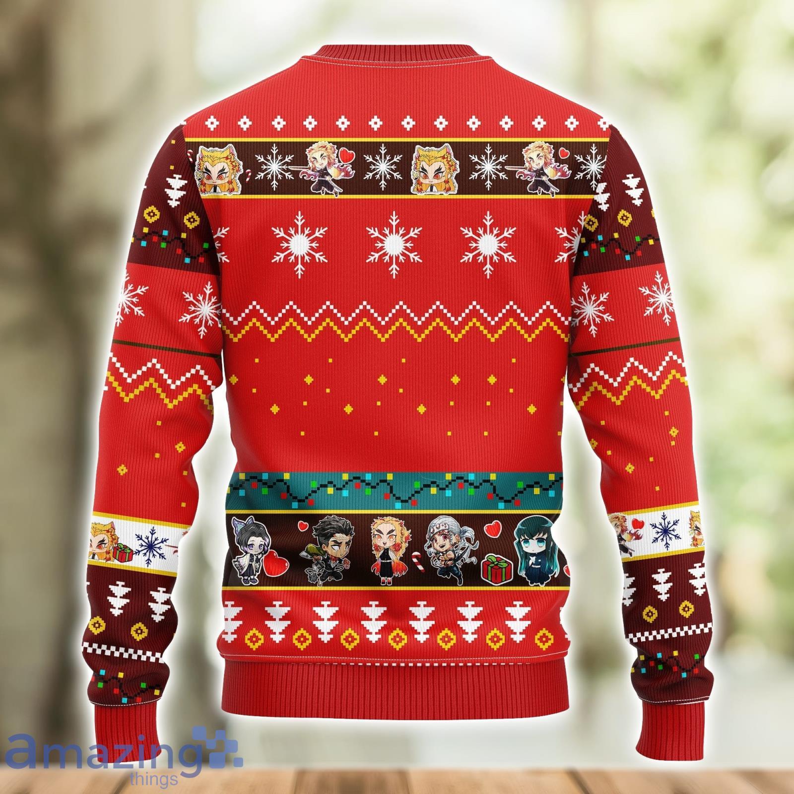 Kyojuro Rengoku Demon Slayer Anime Ugly Christmas Sweater Red 1 Amazing Gift Men And Women Christmas Gift image Kyojuro Rengoku Demon Slayer Anime Ugly Christmas Sweater Red 1 Amazing Gift Men And Women Christmas Gift Product Photo 2