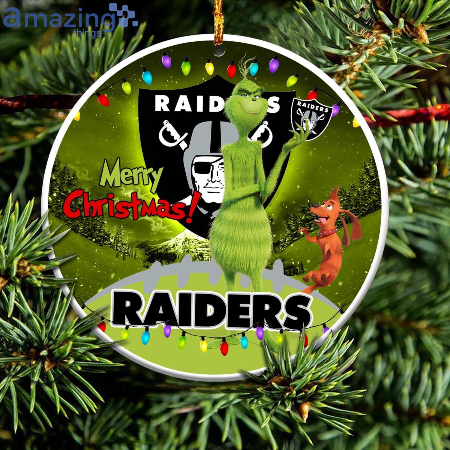 Las Vegas Raiders NFL Funny Grinch Christmas Ornaments Product Photo 1