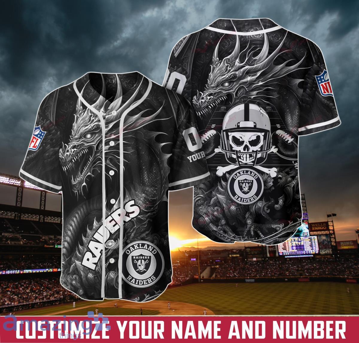 Las Vegas Raiders Custom Number And Name NFL 3D Baseball Jersey