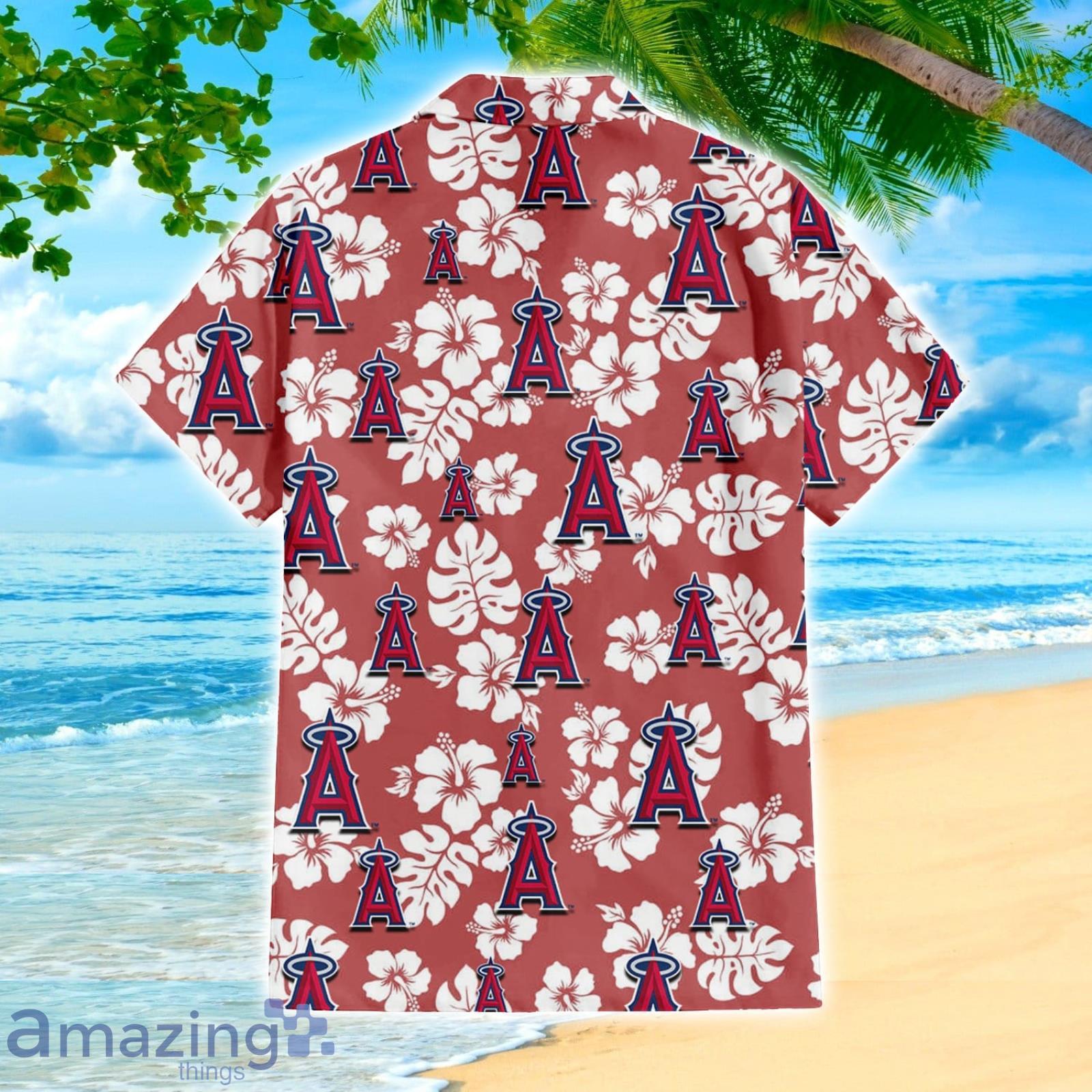 Los Angeles Angels Sport Fans Hibiscus All Over Print 3D Hawaiian Shirt image Los Angeles Angels Sport Fans Hibiscus All Over Print 3D Hawaiian Shirt Product Photo 3