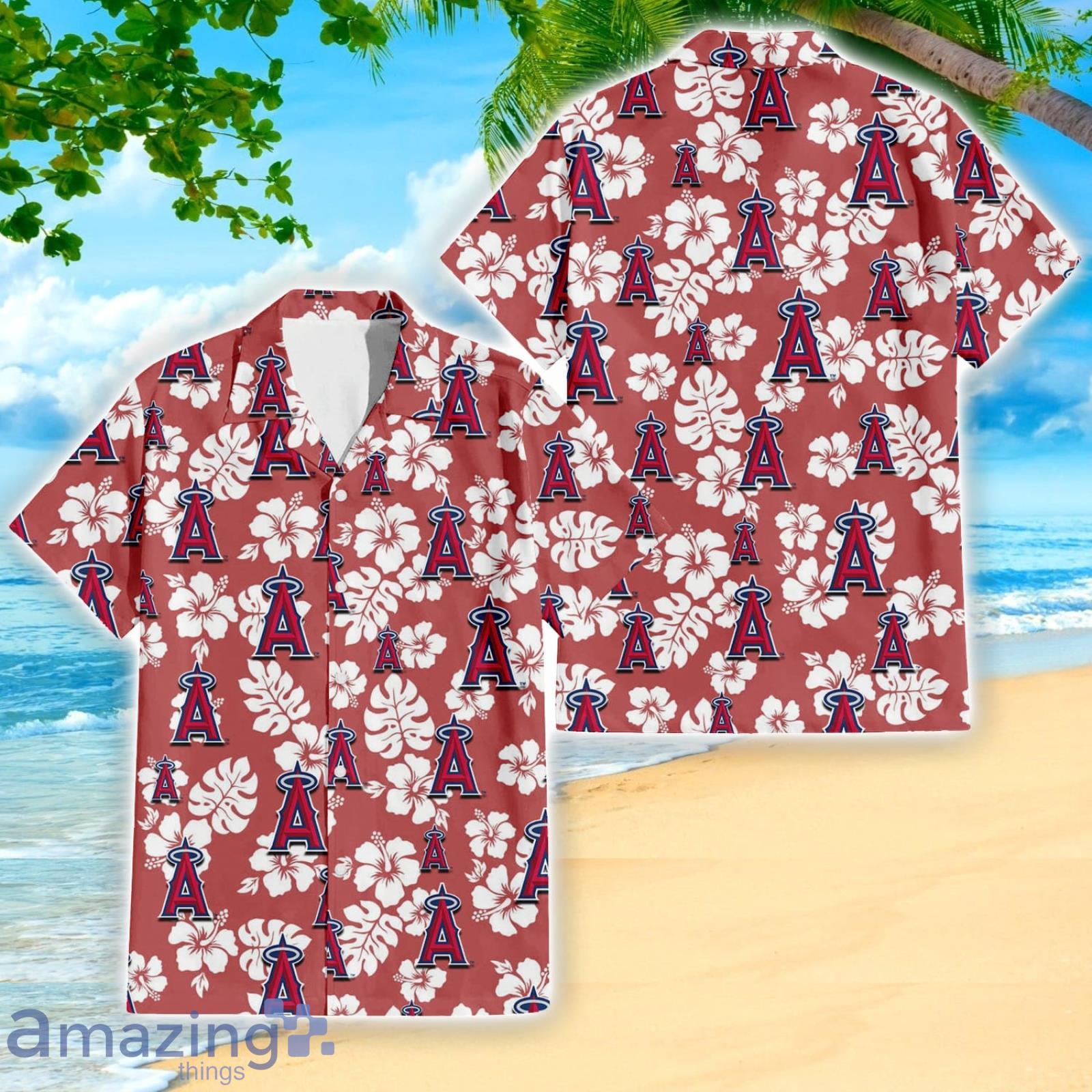 Los Angeles Angels Sport Fans Hibiscus All Over Print 3D Hawaiian Shirt Product Photo 1 Los Angeles Angels Sport Fans Hibiscus All Over Print 3D Hawaiian Shirt Product Photo 1