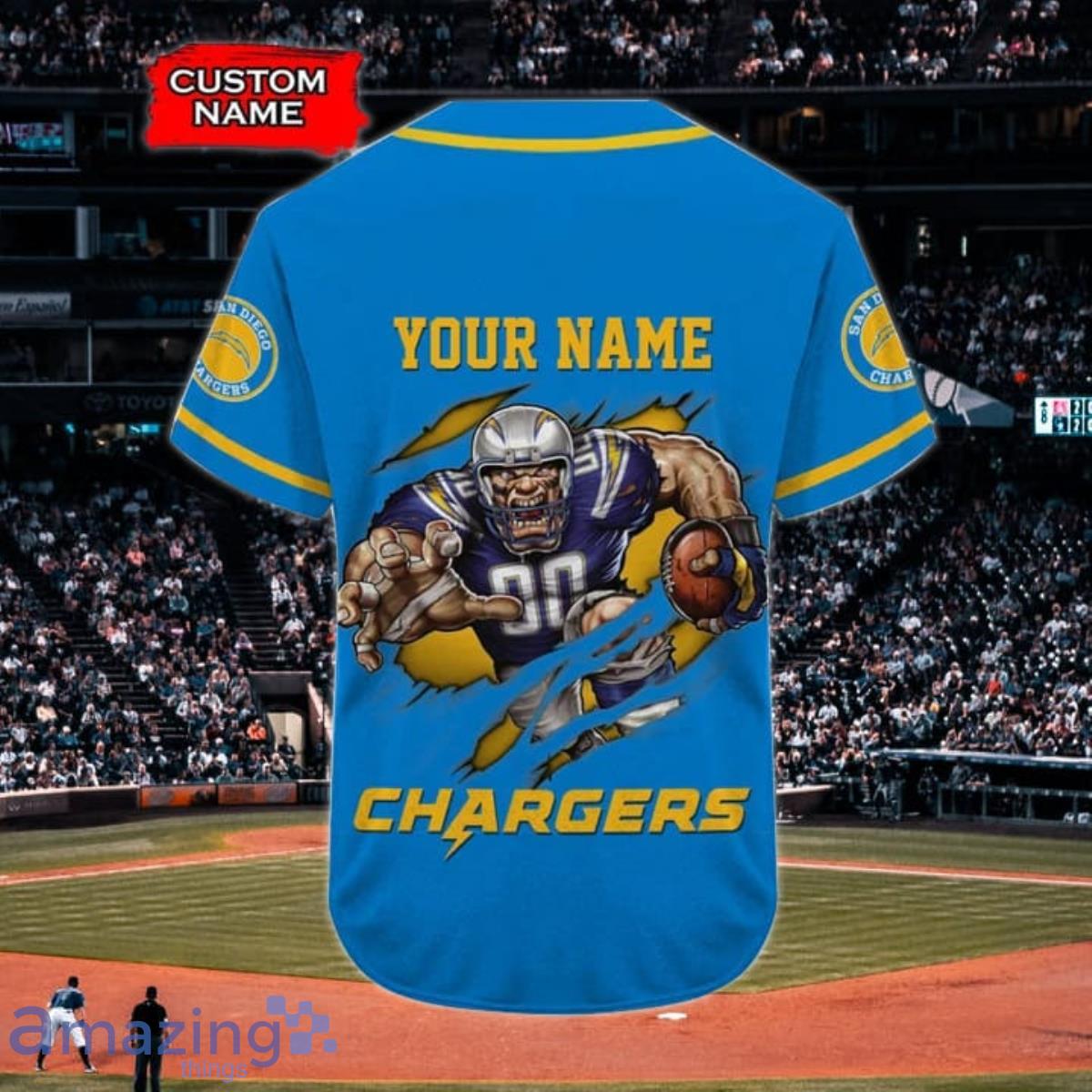 Los Angeles Chargers Baseball Jersey Shirt Custom Name And Number For Fans  - YesItCustom