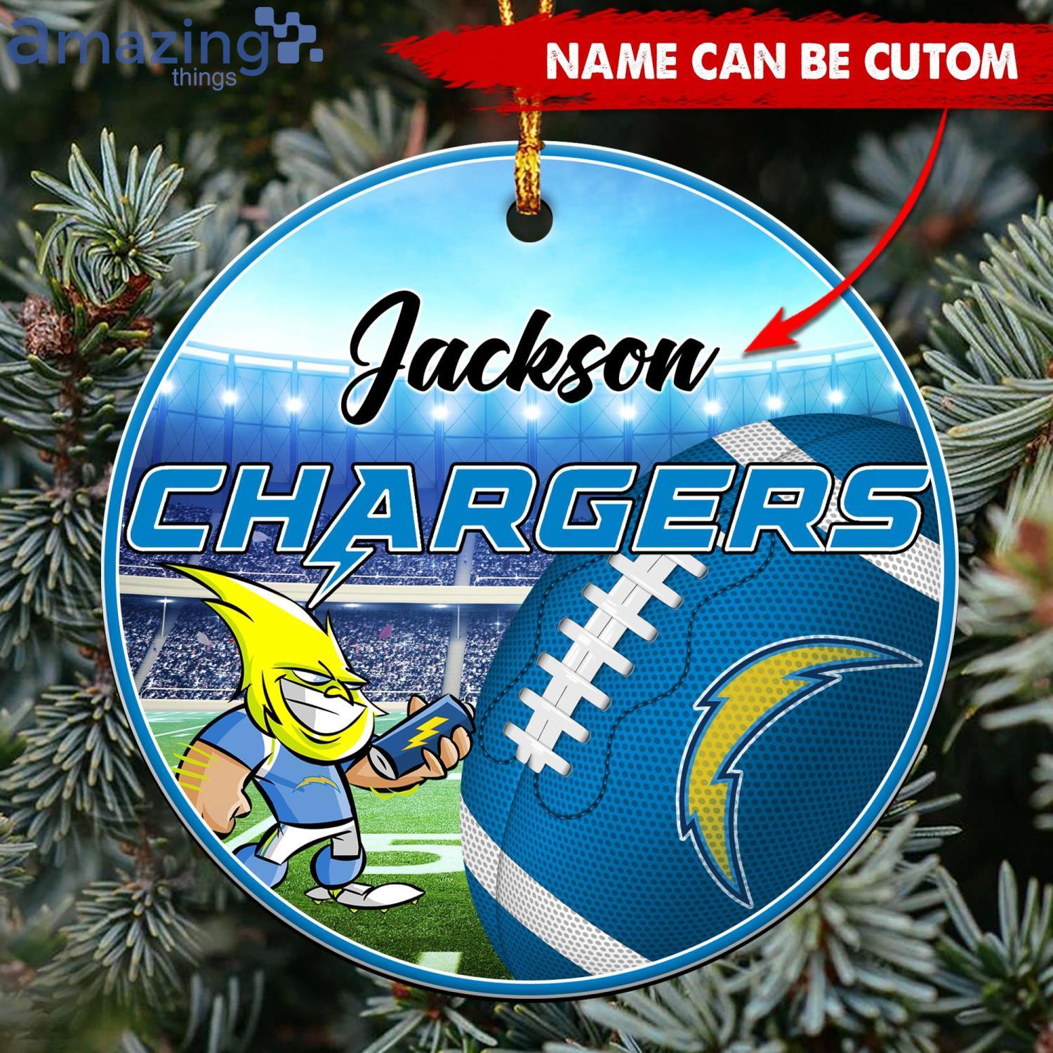 NFL Los Angeles Chargers Custom Name Text Santa Down The Chimney