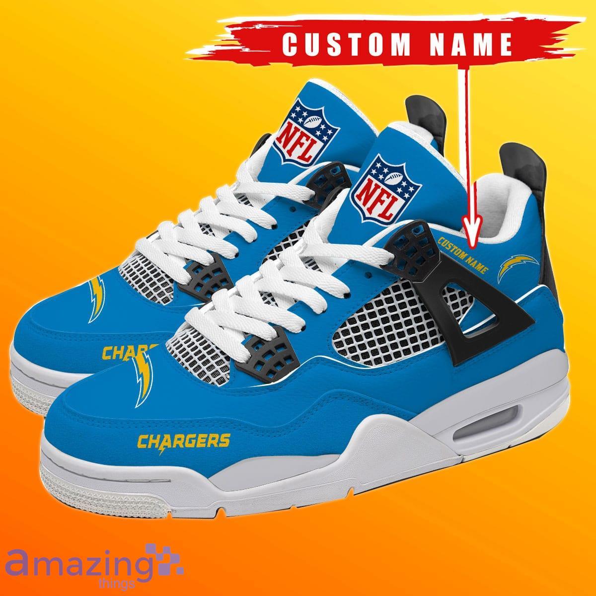 Los Angeles Chargers Personalized Name NFL Air Jordan 4 Trending Sneaker Special Gift For Fans Men Women Product Photo 1