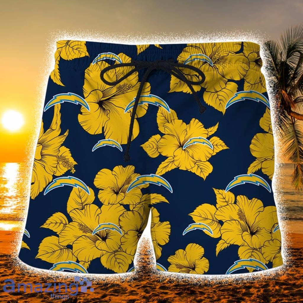 Los Angeles Chargers Tropical Floral Hibicus Hawaiian Shorts Gift For Fans