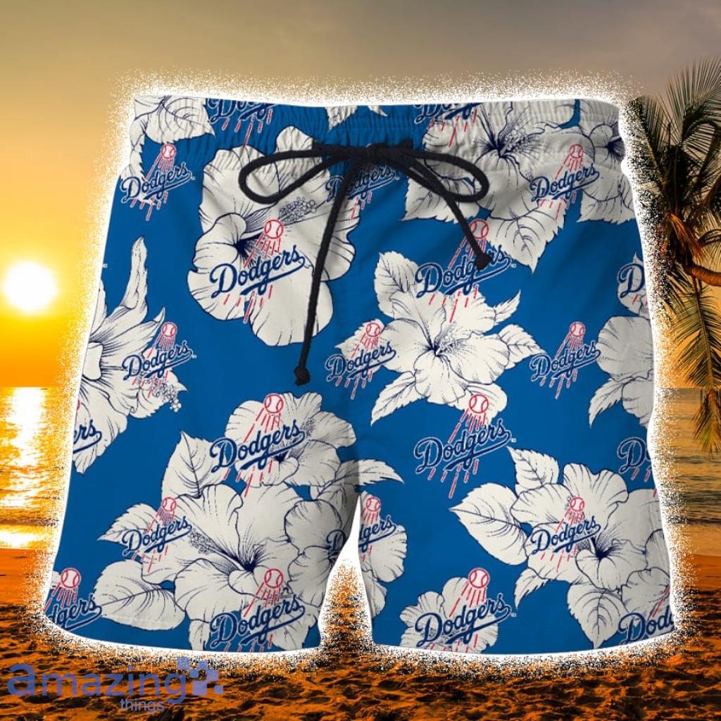 Summer Gift Los Angeles Dodgers Tropical Flower Short Sleeve Aloha