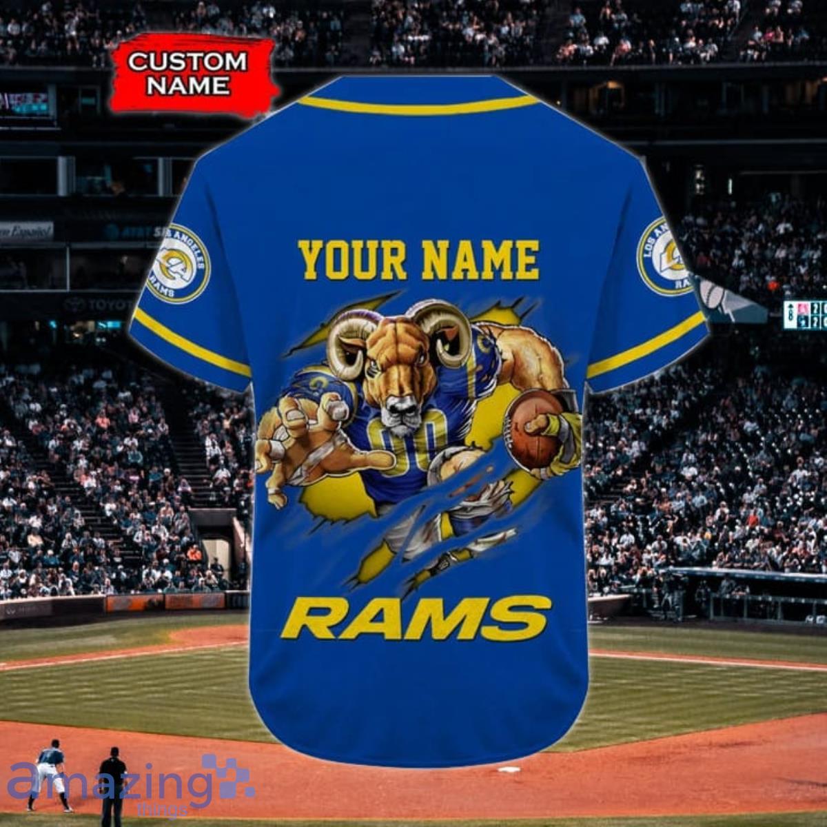 Custom Rams Baseball Jersey Simple Los Angeles Rams Gifts