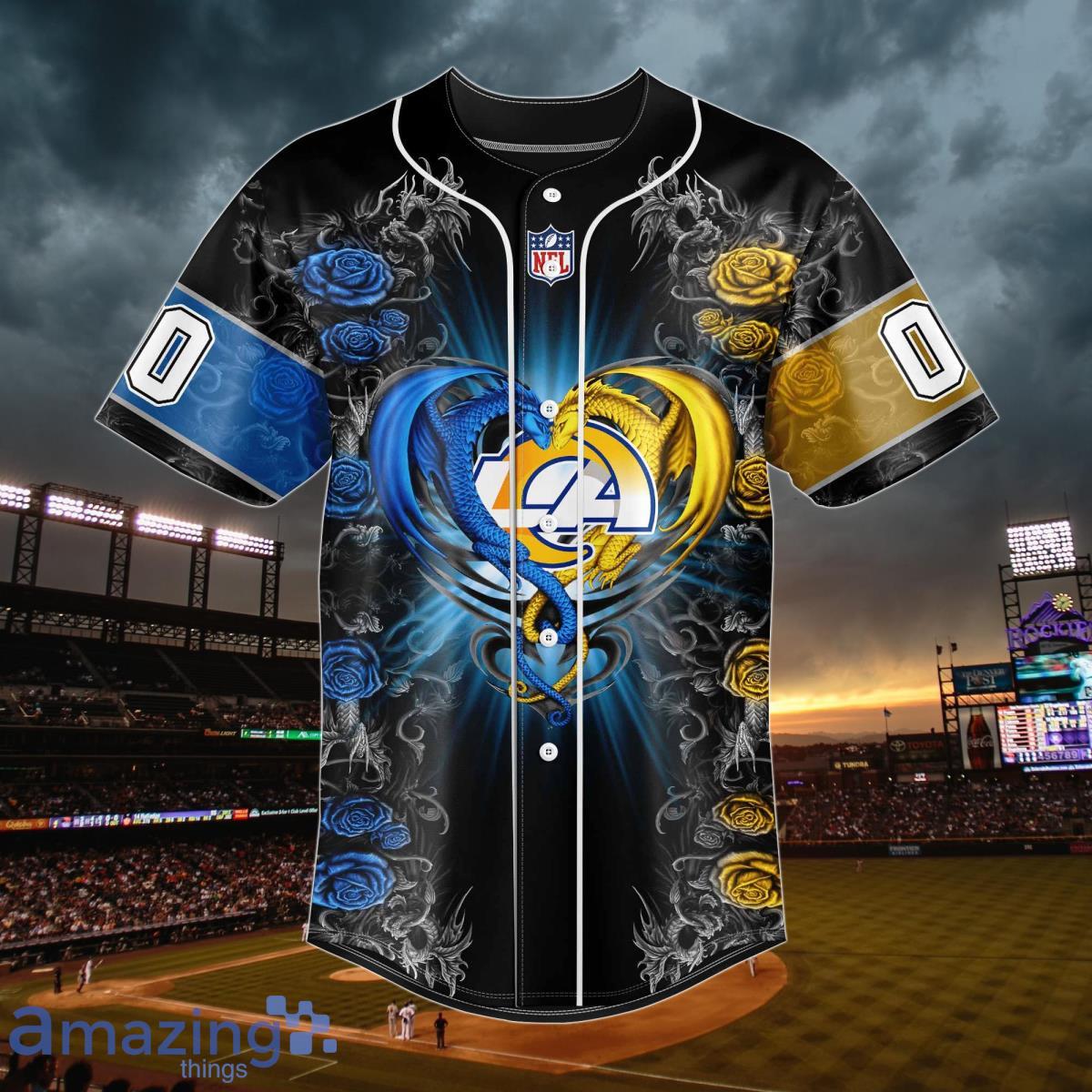 Los Angeles Rams Personalized Name & Number NFL Dragon Baseball Shirt Best  Gift Fans