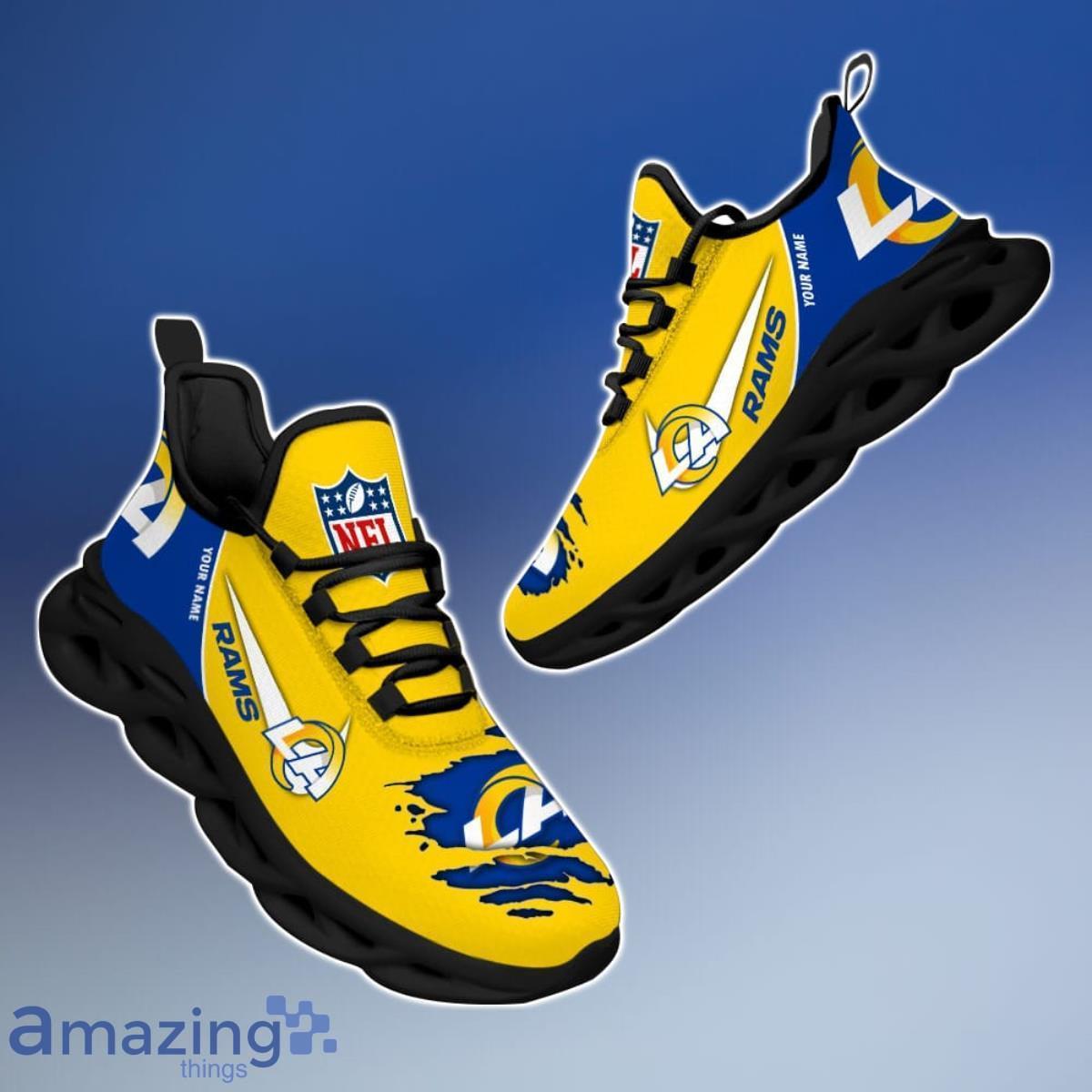 NFL Los Angeles Rams Custom Name Blue Yellow Max Soul Shoes V2