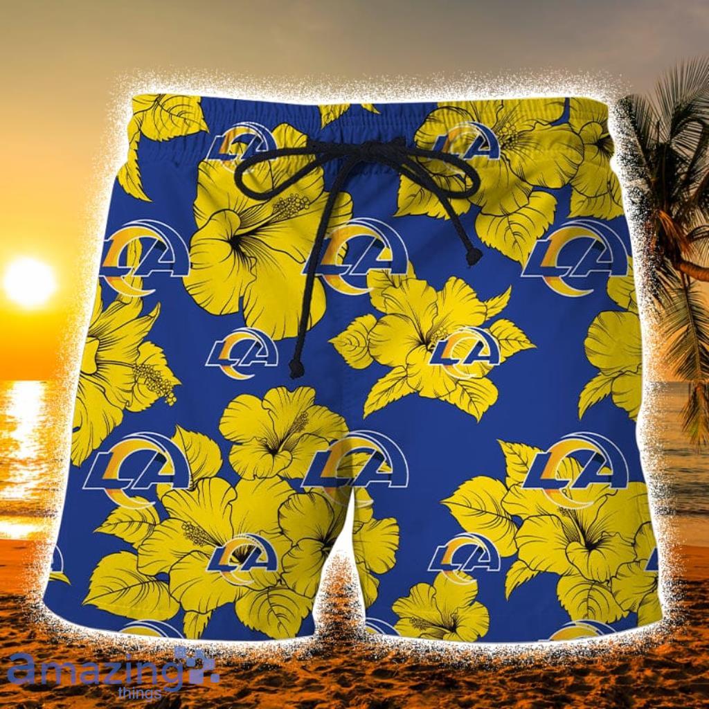 Los Angeles Rams Tropical Floral Hawaiian Shorts Gift For Fans Product Photo 1 Los Angeles Rams Tropical Floral Hawaiian Shorts Gift For Fans Product Photo 1