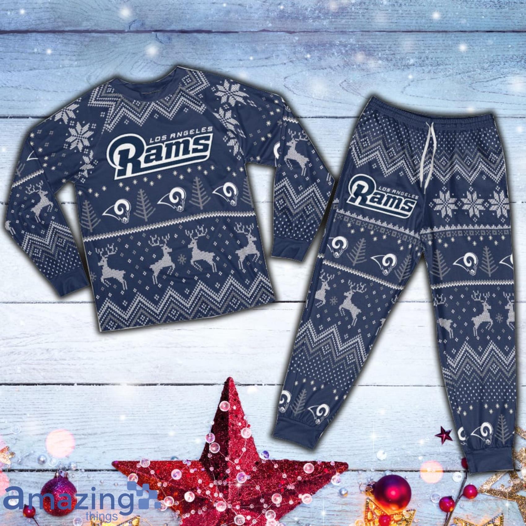 Los Angeles Rams Ugly Christmas Raglan Pajamas Sets Matching Set For Family Product Photo 1