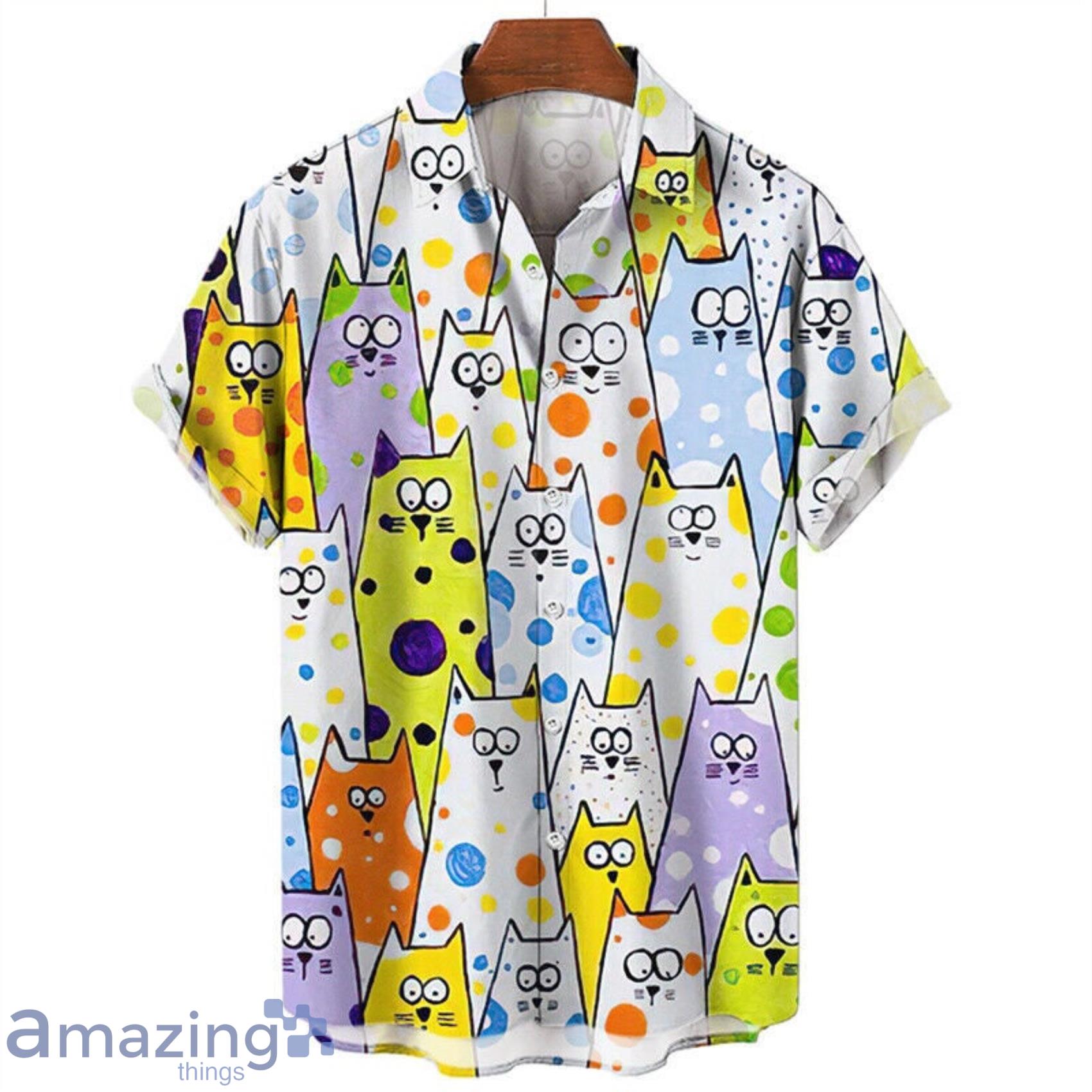 Lovely Cats Print Hawaiian Shirt Gift For Cute Person Product Photo 1
