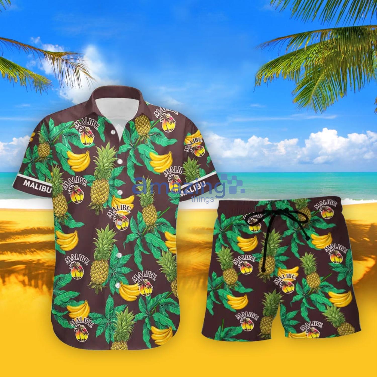 Malibu Rum Pineapple Banana Tropical Aloha Hawaiian Shirt And Shorts Summer Gift Product Photo 1