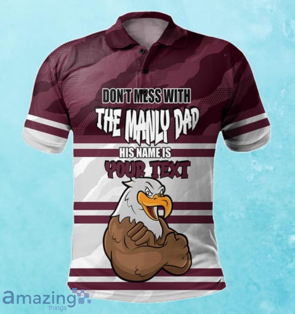 Manly Warringah Sea Eagles Custom Name Father's Day NRL Custom Polo Shirt  Best Gift For Fans