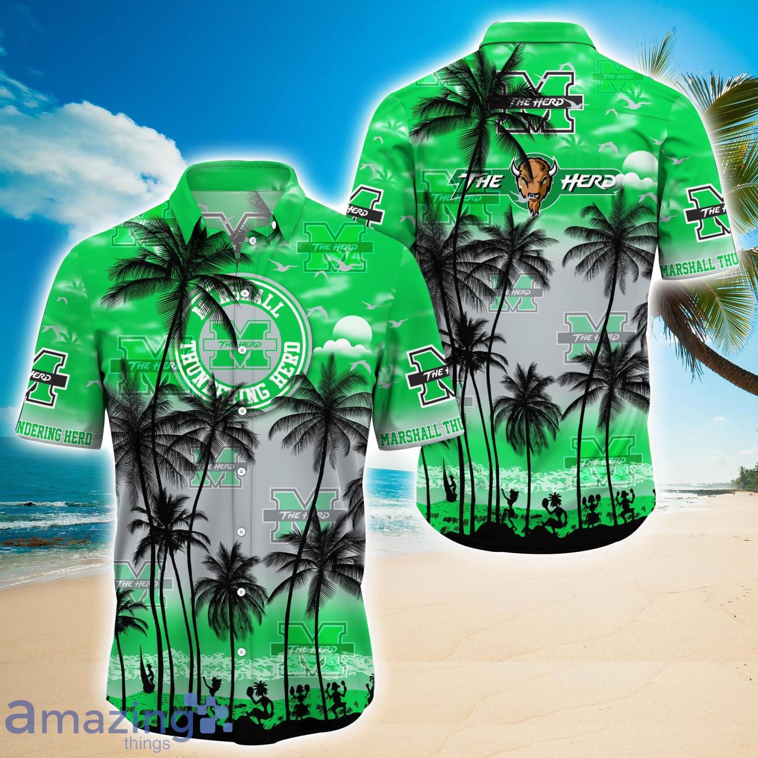 Marshall Thundering Herd 2023 Trending Aloha Hawaiian Shirt Summer Gift For Beach Lover Product Photo 1