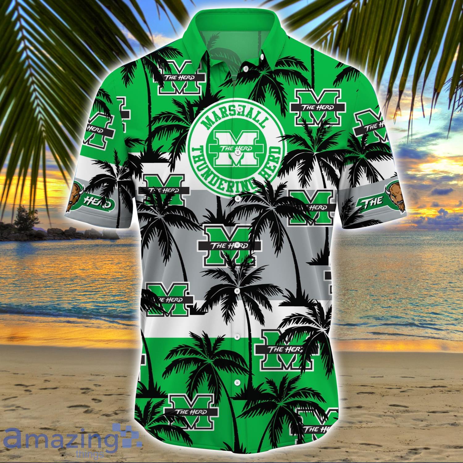 Marshall Thundering Herd All Over Print Logo And Coconut Trending Summer Gift Aloha Hawaiian Shirt image Marshall Thundering Herd All Over Print Logo And Coconut Trending Summer Gift Aloha Hawaiian Shirt Product Photo 2