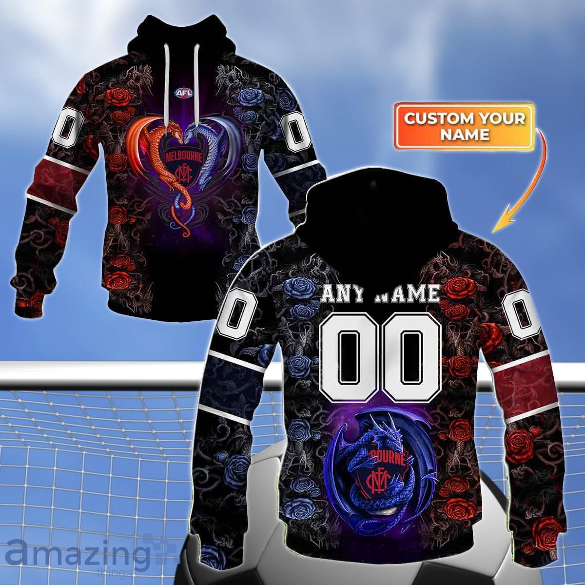 Melbourne Demons Custom Name And Number Rose Dragon 3D Shirt For Fans Product Photo 1