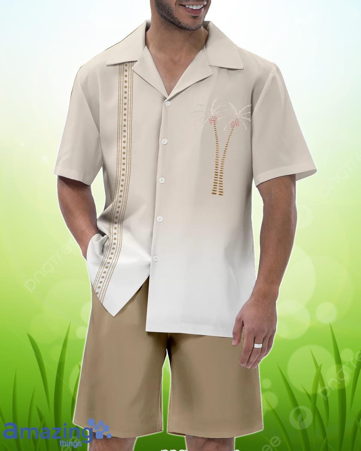 Men’s Casual And Elegant Vacation Hawaiian Cuban Collar Short Sleeve Shirt Set Best Gift Product Photo 1