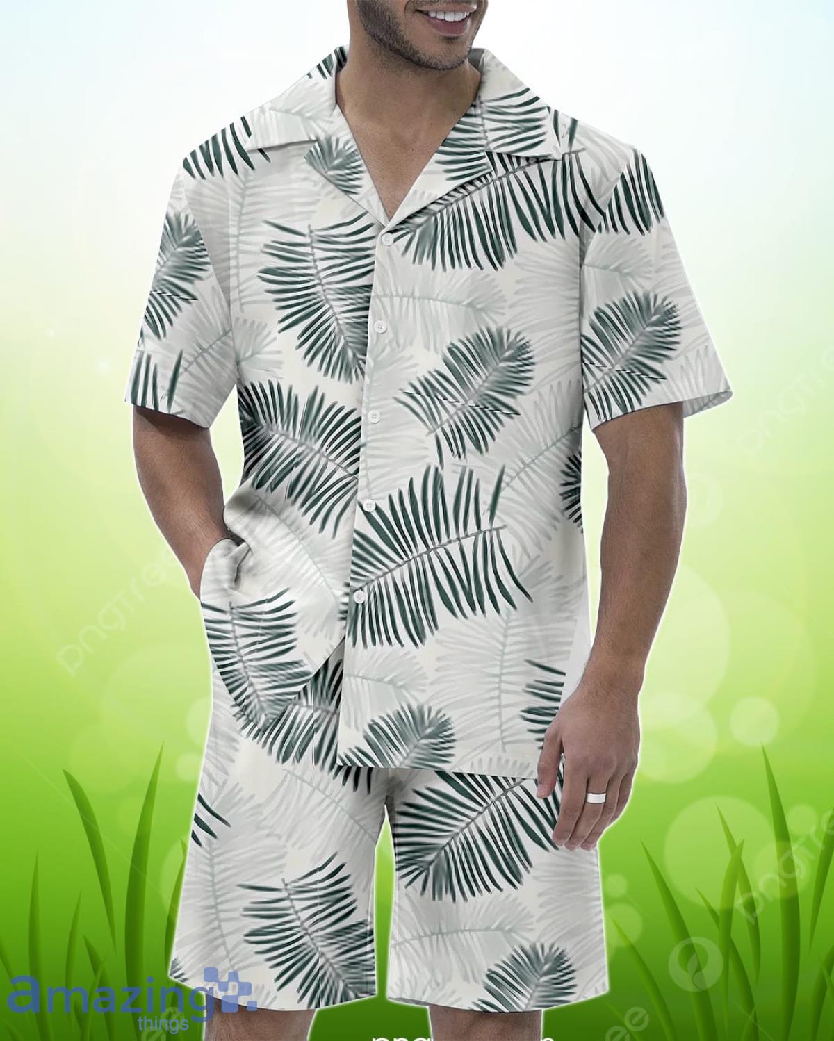 Men’s Casual Vacation and luxury Hawaiian Cuban Collar Short Sleeve Shirt Set Best Gift Product Photo 1