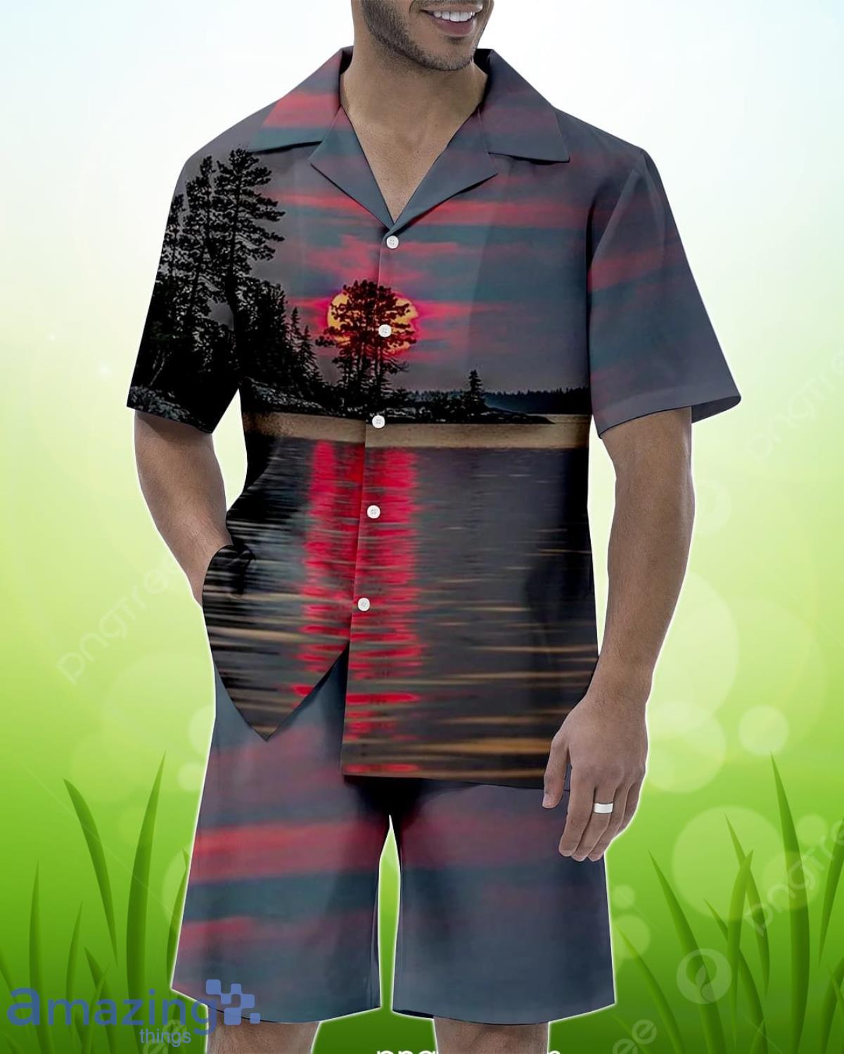 Men’s Casual Vacation Hawaiian Cuban Collar Short Shirt Set Unique Gift Product Photo 1