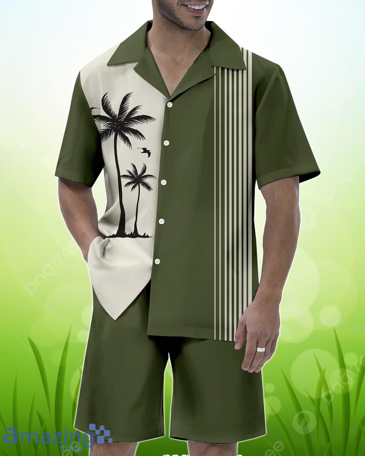 Men’s Casual Vacation Hawaiian Cuban Collar Short Sleeve Shirt Set Impressive Gift Product Photo 1