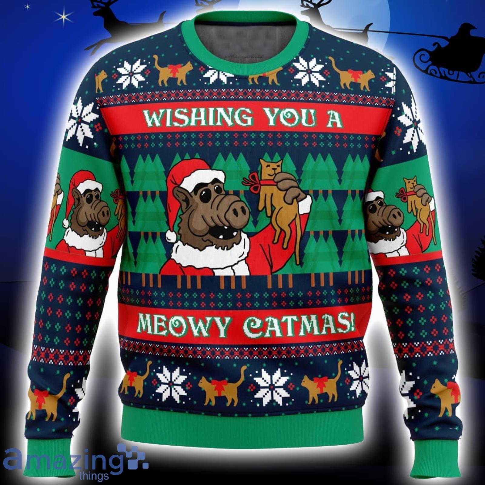 Meowy Catmas Alf Xmas Ugly Christmas Sweater Christmas Gift For Men And  Women