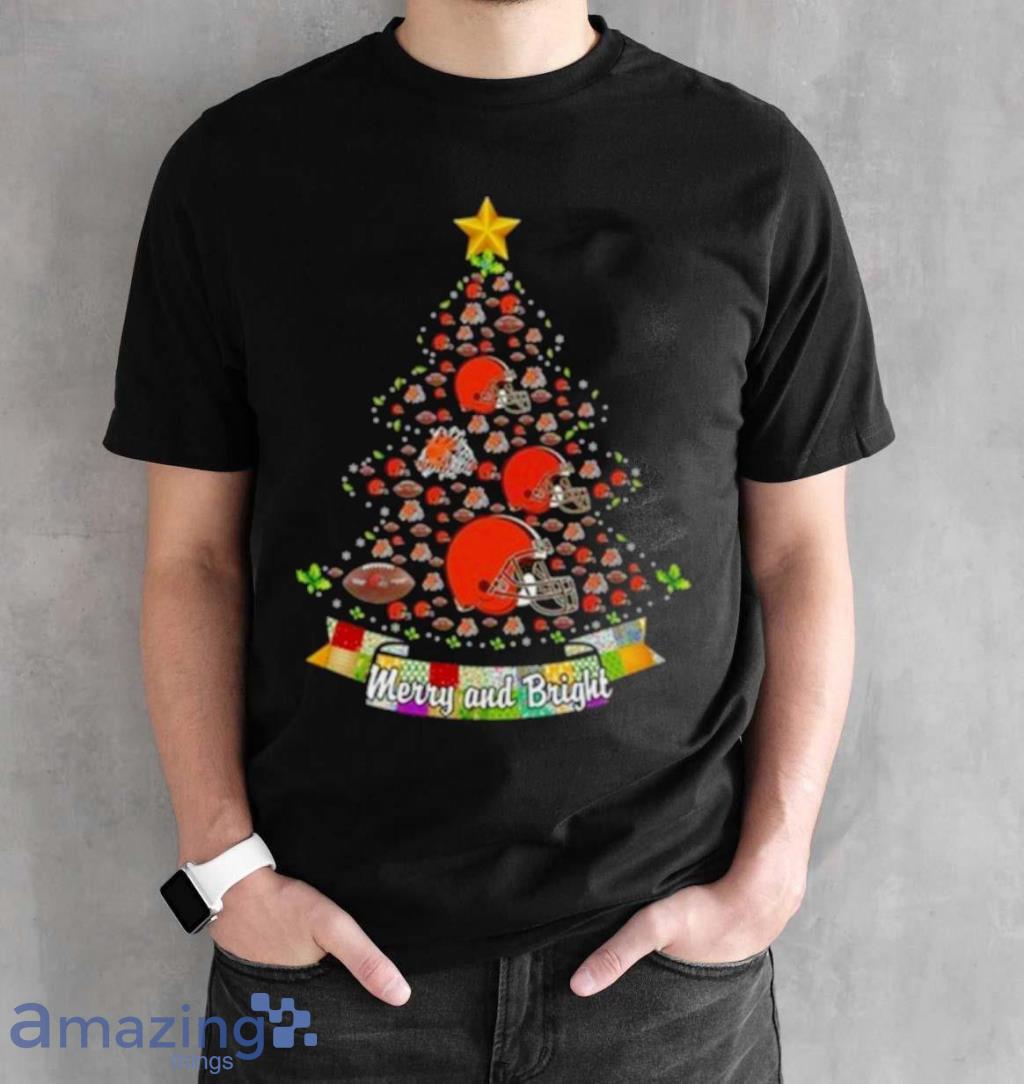 Merry And Bright Cleveland Browns Nfl Christmas Tree Shirt image Merry And Bright Cleveland Browns Nfl Christmas Tree Shirt Product Photo 2