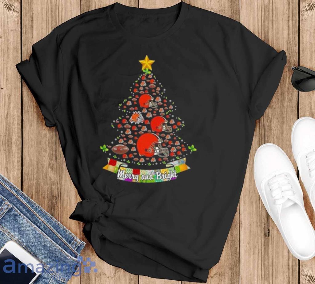Merry And Bright Cleveland Browns Nfl Christmas Tree Shirt Product Photo 1 Merry And Bright Cleveland Browns Nfl Christmas Tree Shirt Product Photo 1