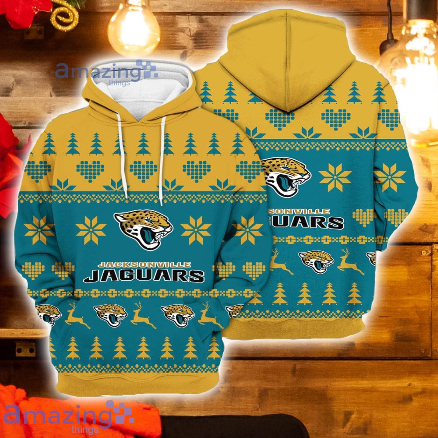 Merry Christmas 2023 Heart Pattern Jacksonville Jaguars New Trends 3D Hoodie  Christmas Gift For Men And Women