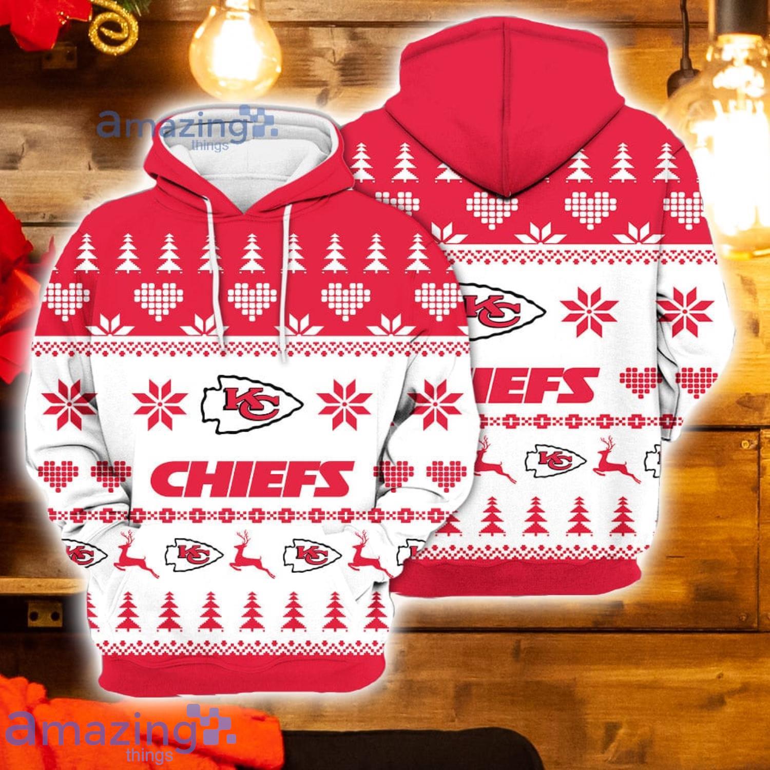 Merry Christmas 2023 Heart Pattern Kansas City Chiefs New Trends 3D Hoodie  Christmas Gift For Men And Women - Freedomdesign