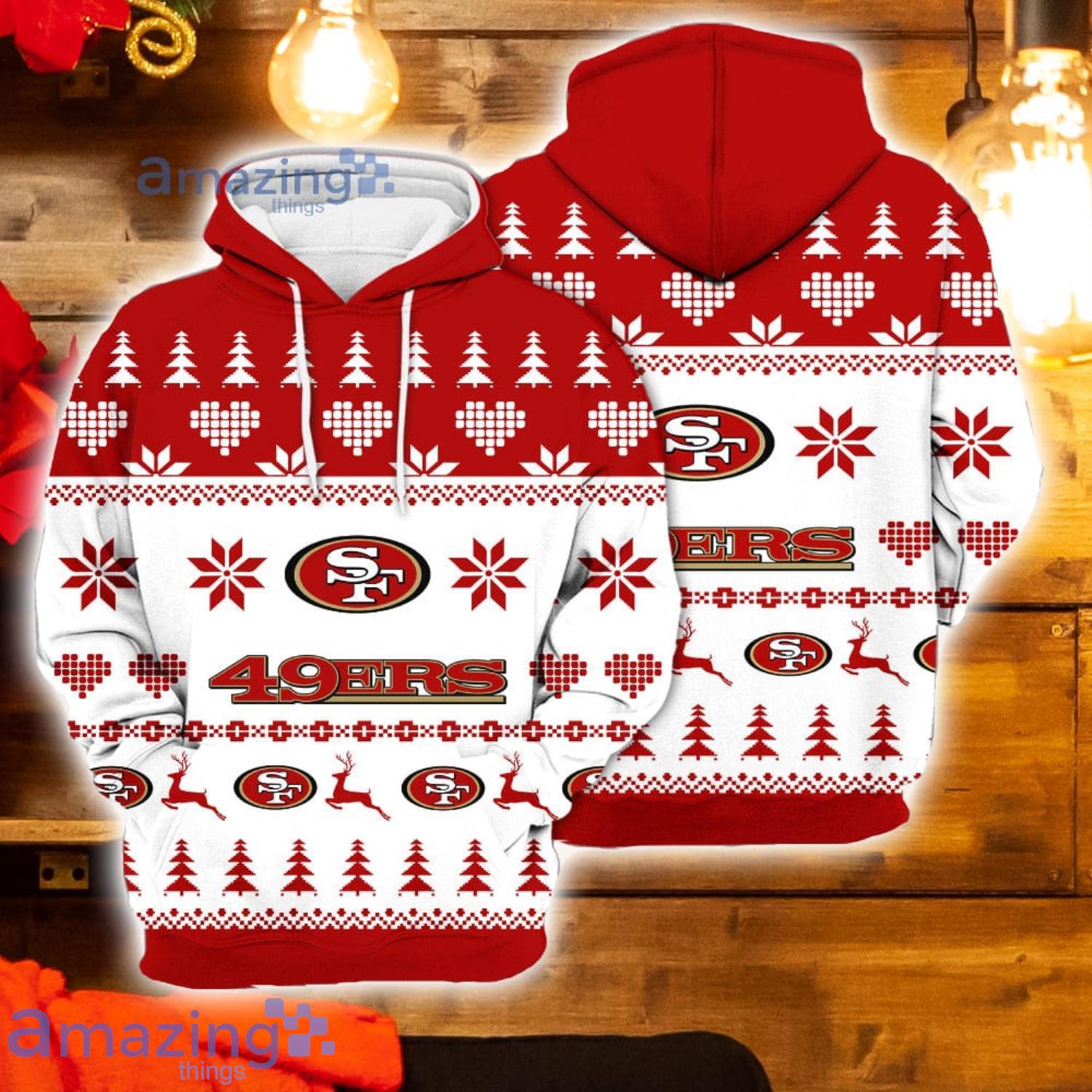 Merry Christmas 2023 Heart Pattern San Francisco 49ers New Trends 3D Hoodie  Christmas Gift For Men And Women - Freedomdesign