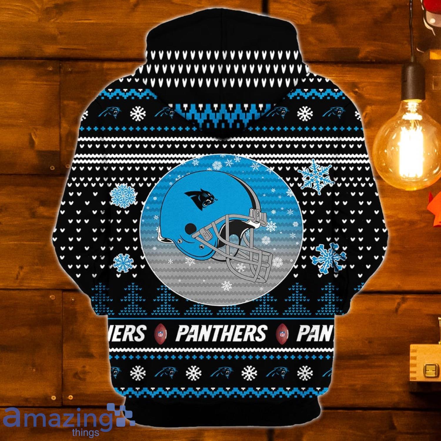 Men's Carolina Panthers Black/Blue Light Up Ugly Sweater