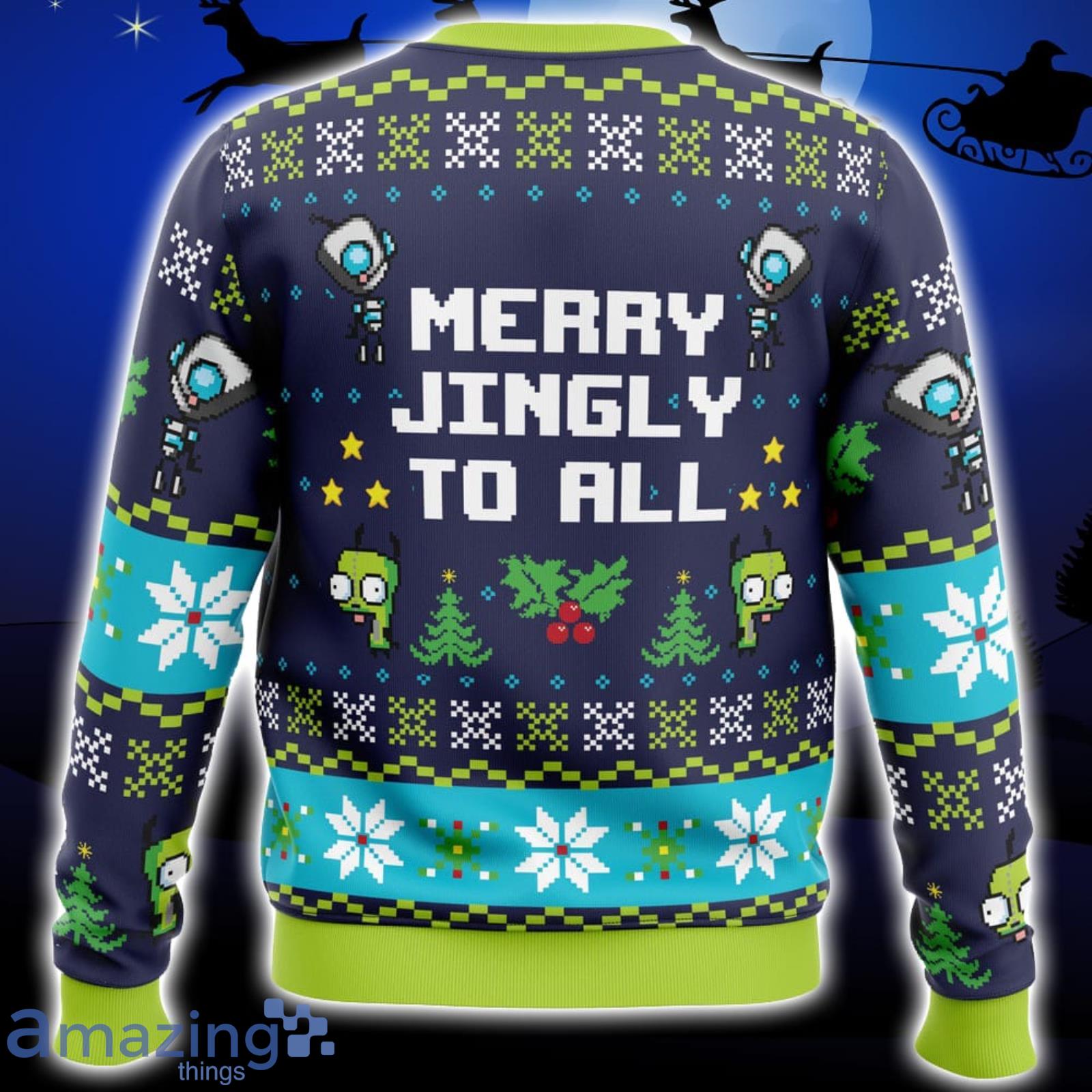 Merry Jingly Invader Zim Xmas Ugly Christmas Sweater Christmas Gift For Men And Women image Merry Jingly Invader Zim Xmas Ugly Christmas Sweater Christmas Gift For Men And Women Product Photo 2
